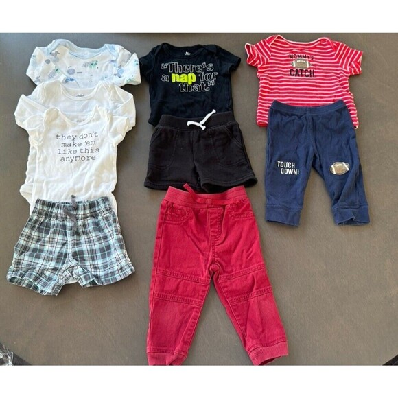 baby boy infant 6M romper jogger chino pants shorts bundle clothes carter's - Picture 2 of 10